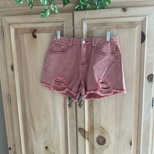 POL Distressed Pink Denim Shorts Sz M $35